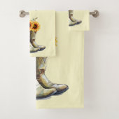Rustic Cowboy Boots met zonnebloemen Bad Handdoek (Insitu)