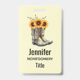 Rustic Cowboy Boots met zonnebloemen Badge