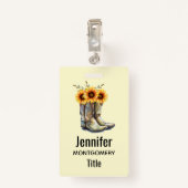 Rustic Cowboy Boots met zonnebloemen Badge (Achterkant met clip)