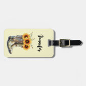 Rustic Cowboy Boots met zonnebloemen Bagagelabel (Voorkant horizontaal)