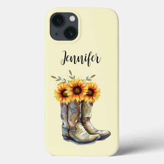 Rustic Cowboy Boots met zonnebloemen Case-Mate iPhone Case (Achterkant)