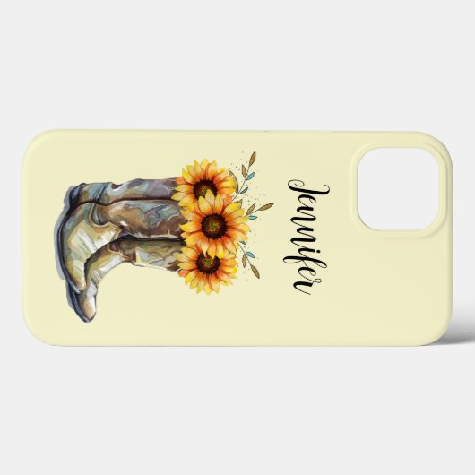 Rustic Cowboy Boots met zonnebloemen Case-Mate iPhone Case (Achterkant (horizontaal))
