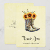Rustic Cowboy Boots met zonnebloemen Dank je Bedankkaart (Voorkant / Achterkant)