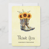 Rustic Cowboy Boots met zonnebloemen Dank je Bedankkaart (Voorkant)