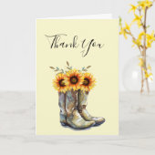 Rustic Cowboy Boots met zonnebloemen Dank je Kaart (Gele Bloem)