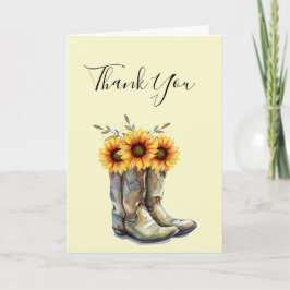 Rustic Cowboy Boots met zonnebloemen Dank je Kaart