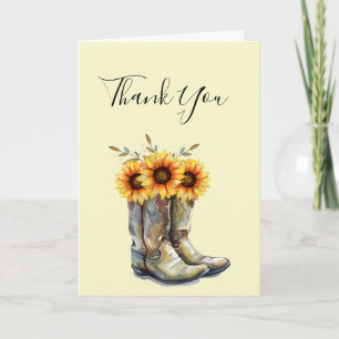 Rustic Cowboy Boots met zonnebloemen Dank je Kaart