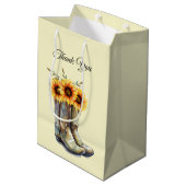Rustic Cowboy Boots met zonnebloemen Dank je Medium Cadeauzakje (Achterkant Gekanteld)