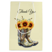 Rustic Cowboy Boots met zonnebloemen Dank je Medium Cadeauzakje (Achterkant)