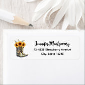 Rustic Cowboy Boots met zonnebloemen Etiket (Insitu)