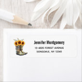 Rustic Cowboy Boots met zonnebloemen Etiket (Insitu)