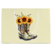 Rustic Cowboy Boots met zonnebloemen Groot Cadeauzakje (Voorkant)
