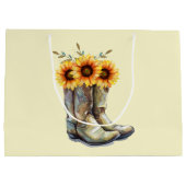 Rustic Cowboy Boots met zonnebloemen Groot Cadeauzakje (Achterkant)