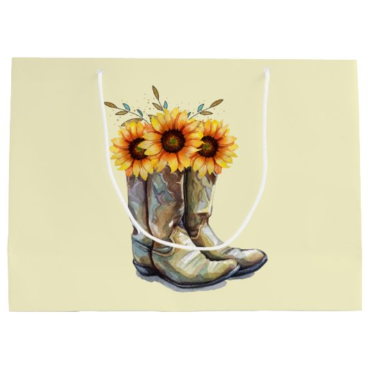 Rustic Cowboy Boots met zonnebloemen Groot Cadeauzakje (Achterkant)