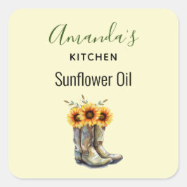 Rustic Cowboy Boots met zonnebloemen Kitchen Vierkante Sticker