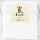 Rustic Cowboy Boots met zonnebloemen Kitchen Vierkante Sticker (Tas)