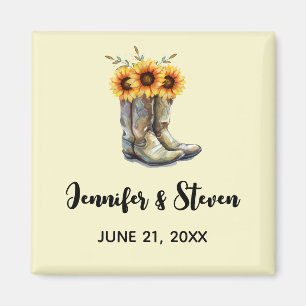 Rustic Cowboy Boots met zonnebloemen Magneet