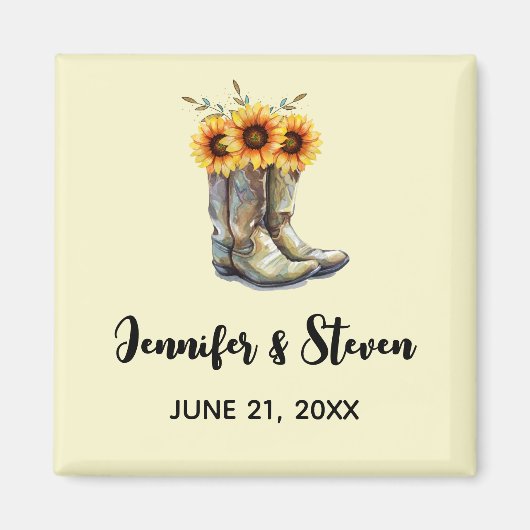 Rustic Cowboy Boots met zonnebloemen Magneet (Voorkant)