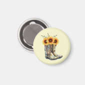 Rustic Cowboy Boots met zonnebloemen Magneet (Voorkant / Achterkant)