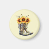 Rustic Cowboy Boots met zonnebloemen Magneet (Voorkant)