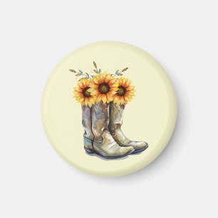 Rustic Cowboy Boots met zonnebloemen Magneet