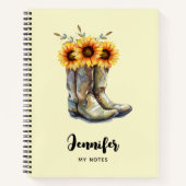 Rustic Cowboy Boots met zonnebloemen Notitieboek (Voorkant)