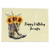 Rustic Cowboy Boots met zonnebloemen op zondag Groot Cadeauzakje (Achterkant)