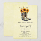 Rustic Cowboy Boots met zonnebloemen op zondag Kaart (Voorkant / Achterkant)
