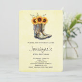 Rustic Cowboy Boots met zonnebloemen op zondag Kaart (Staand voorkant)