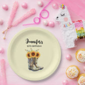 Rustic Cowboy Boots met zonnebloemen op zondag Papieren Bordje (Feest)