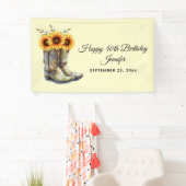 Rustic Cowboy Boots met zonnebloemen op zondag Spandoek (Insitu)