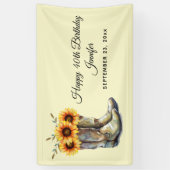 Rustic Cowboy Boots met zonnebloemen op zondag Spandoek (Verticaal)