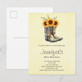 Rustic Cowboy Boots met zonnebloemen op zondag Uitnodiging Briefkaart (Voorkant / Achterkant)