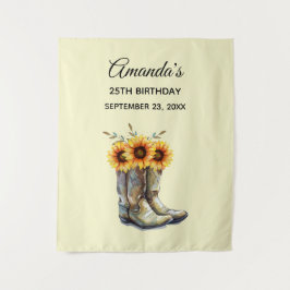 Rustic Cowboy Boots met zonnebloemen op zondag Wandkleed