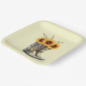 Rustic Cowboy Boots met zonnebloemen Papieren Bordje (Gebogen)