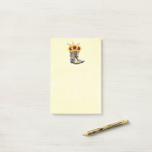 Rustic Cowboy Boots met zonnebloemen Post-it® Notes (Op bureau)