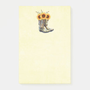 Rustic Cowboy Boots met zonnebloemen Post-it® Notes