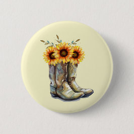 Rustic Cowboy Boots met zonnebloemen Ronde Button 5,7 Cm