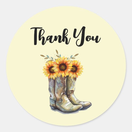 Rustic Cowboy Boots met zonnebloemen Ronde Sticker (Voorkant)