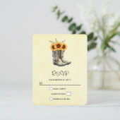 Rustic Cowboy Boots met zonnebloemen RSVP Kaartje (Staand voorkant)