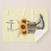 Rustic Cowboy Boots met zonnebloemen Sherpa Deken (Voorkant (horizontaal))