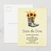 Rustic Cowboy Boots met zonnebloemen sparen de dat Uitnodiging Briefkaart (Voorkant / Achterkant)