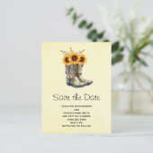 Rustic Cowboy Boots met zonnebloemen sparen de dat Uitnodiging Briefkaart (Staand voorkant)