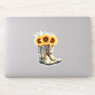 Rustic Cowboy Boots met zonnebloemen Sticker