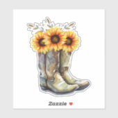 Rustic Cowboy Boots met zonnebloemen Sticker (Vel)