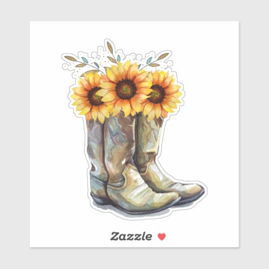 Rustic Cowboy Boots met zonnebloemen Sticker (Vel)