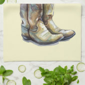 Rustic Cowboy Boots met zonnebloemen Theedoek (Gevouwen)