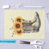 Rustic Cowboy Boots met zonnebloemen Tissuepapier (Craft)