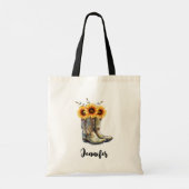Rustic Cowboy Boots met zonnebloemen Tote Bag (Achterkant)