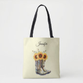 Rustic Cowboy Boots met zonnebloemen Tote Bag (Voorkant)